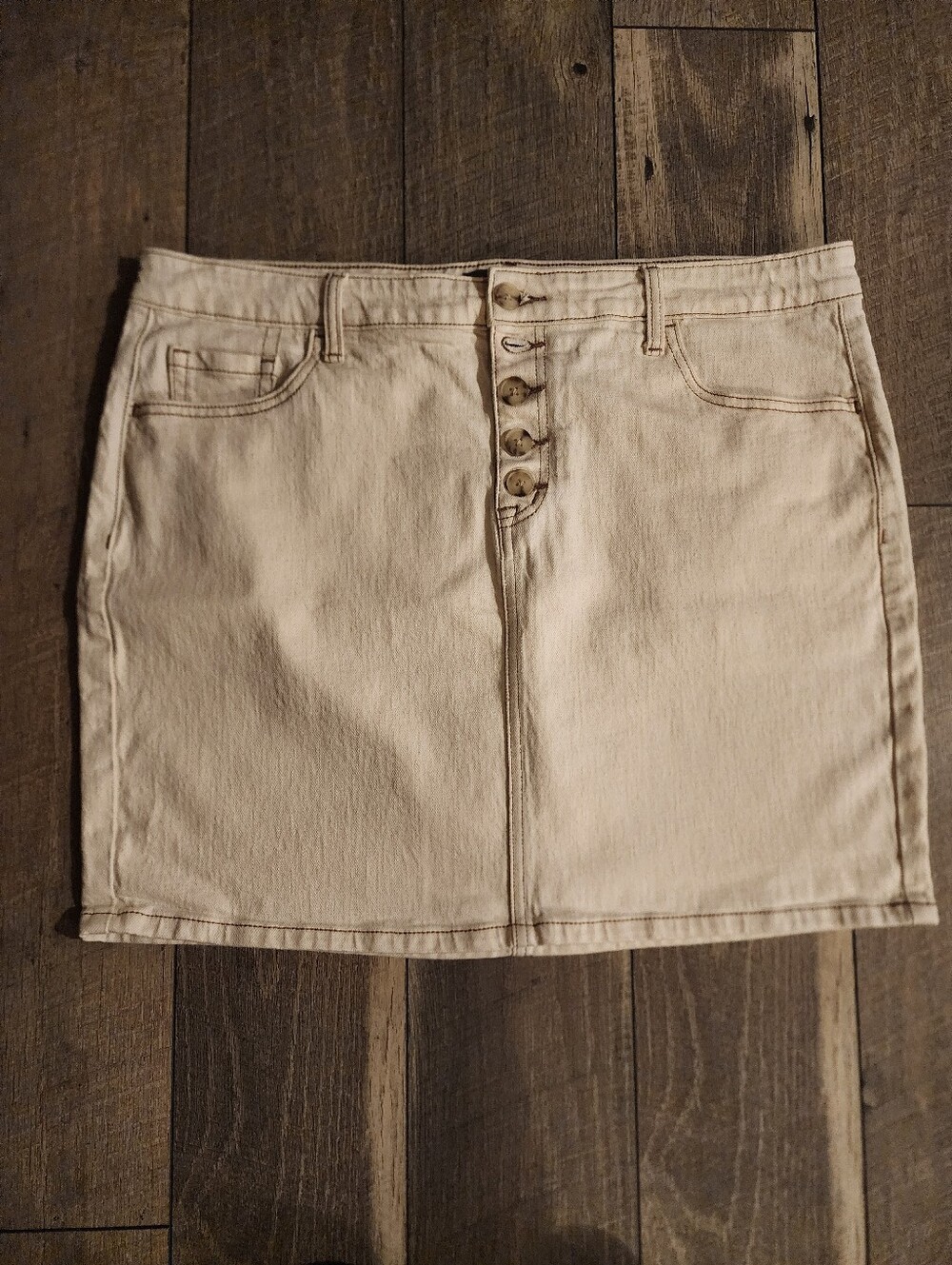 torrid Cream/Tan Denim Mini Skirt